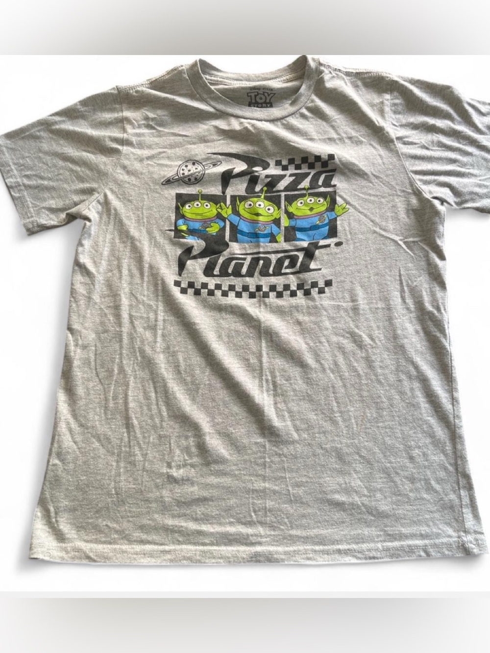 Disney Pixar Toy Story Pizza Planet Aliens T Shirt XL Gray Little Green Men